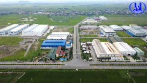 Toàn cảnh Cụm công nghiệp Yên Dương tại xã Yên Dương, huyện Ý Yên, tỉnh Nam Định nhìn từ trên cao
