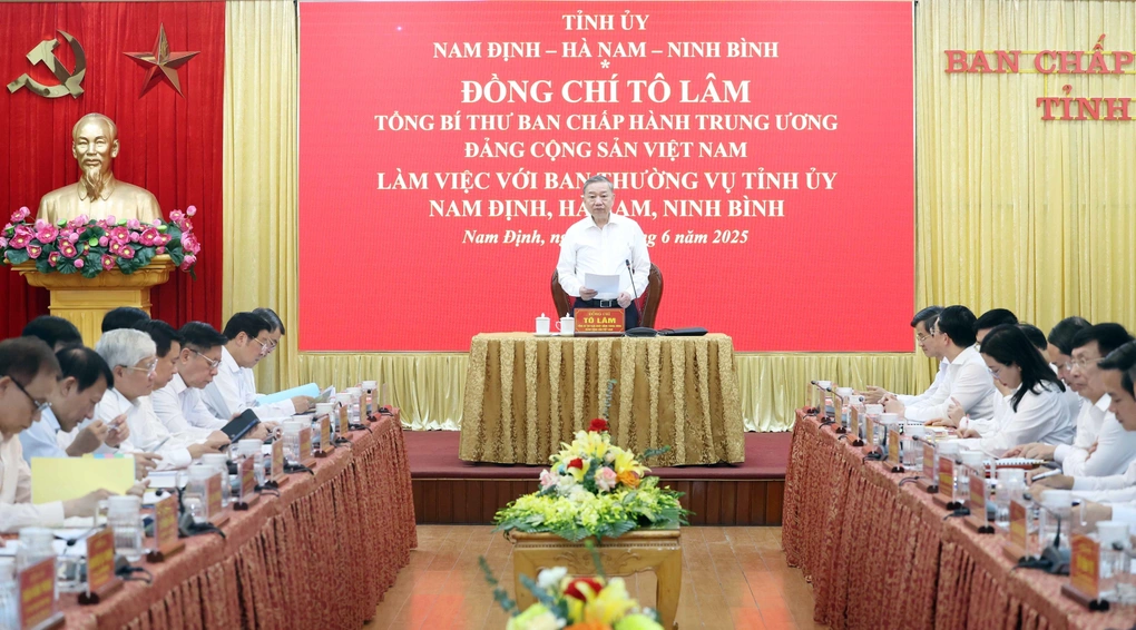 Tổng Bí thư Tô Lâm cùng Đoàn công tác Trung ương làm việc với Ban Thường vụ Tỉnh ủy các tỉnh Nam Định, Hà Nam và Ninh Bình