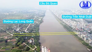 Toàn cảnh vị trí quy hoạch xây dựng cầu vượt sông Đào nối từ đường Trần Nhật Duật đến đường Lạc Long Quân.